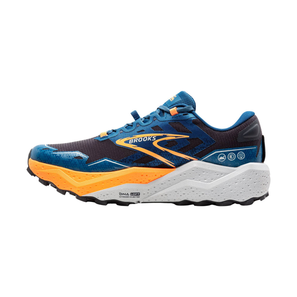 Brooks Men's Caldera 7 Trail Running Shoe - Ebony/Blue Sapphire/Orange - Lenny's Shoe & Apparel