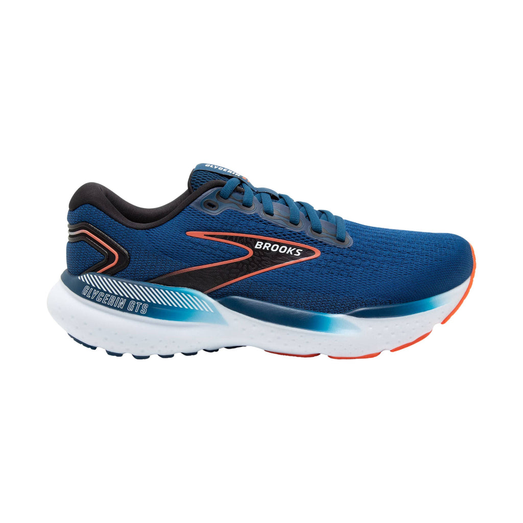 Brooks Men's Glycerin GTS 21 Road Running Shoes - Blue Opal/Black/Nasturtium - Lenny's Shoe & Apparel