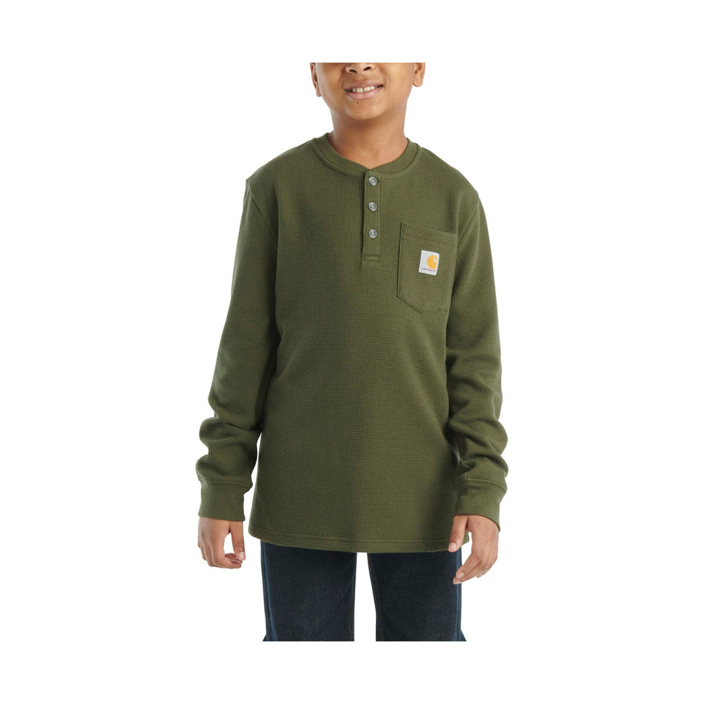 Carhartt Boys' Long Sleeve Henley Pocket Tee - Olive - Lenny's Shoe & Apparel