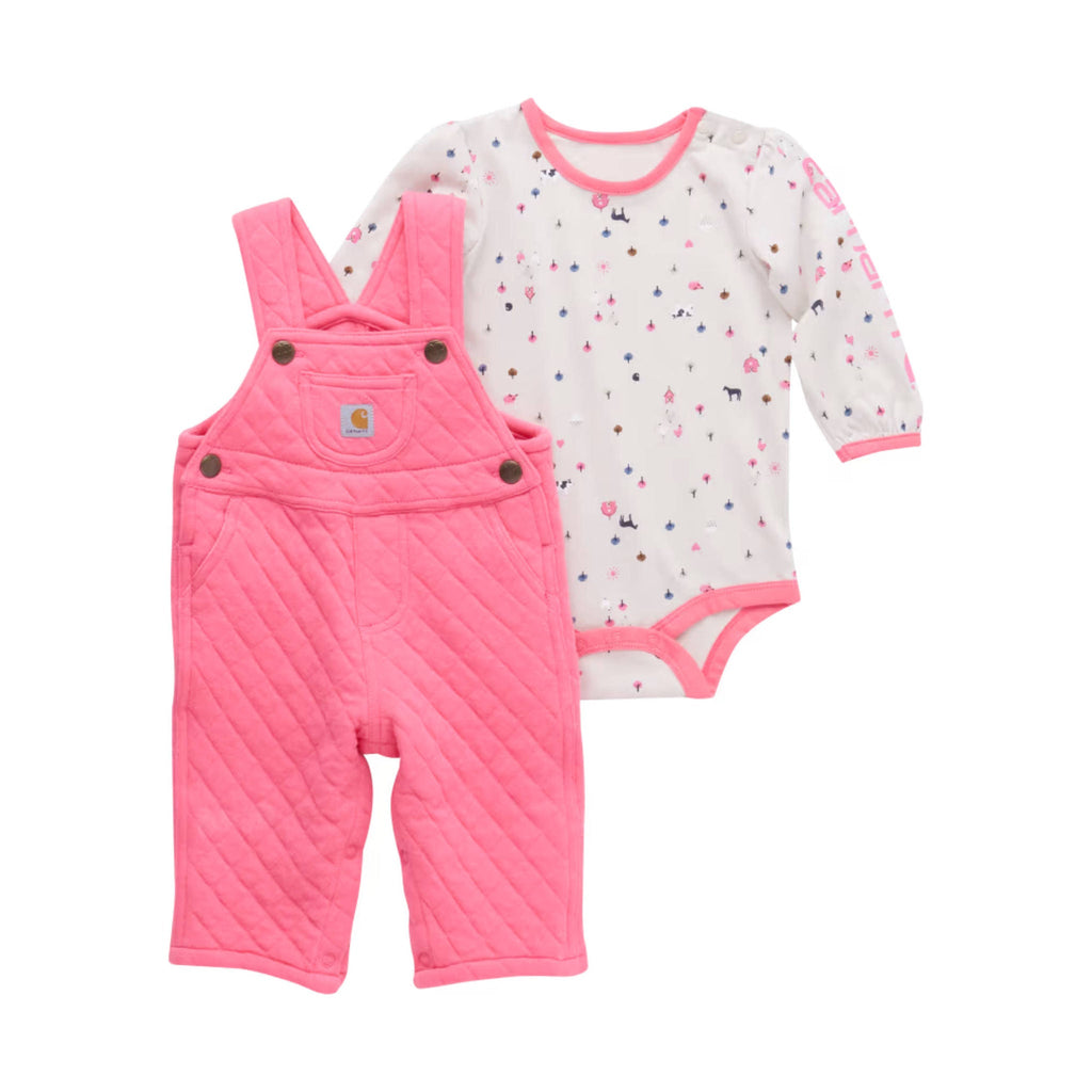 Carhartt Girls' Infant Long Sleeve Bodysuit Quilted Overall Set - Pink - Lenny's Shoe & Apparel