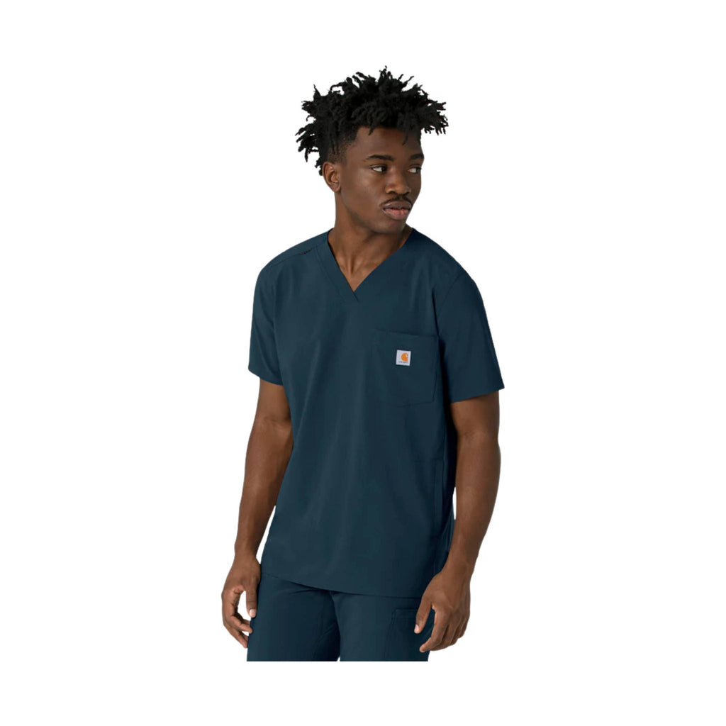 Carhartt Men's Cross Flex V Neck Scrub Top - Navy - Lenny's Shoe & Apparel