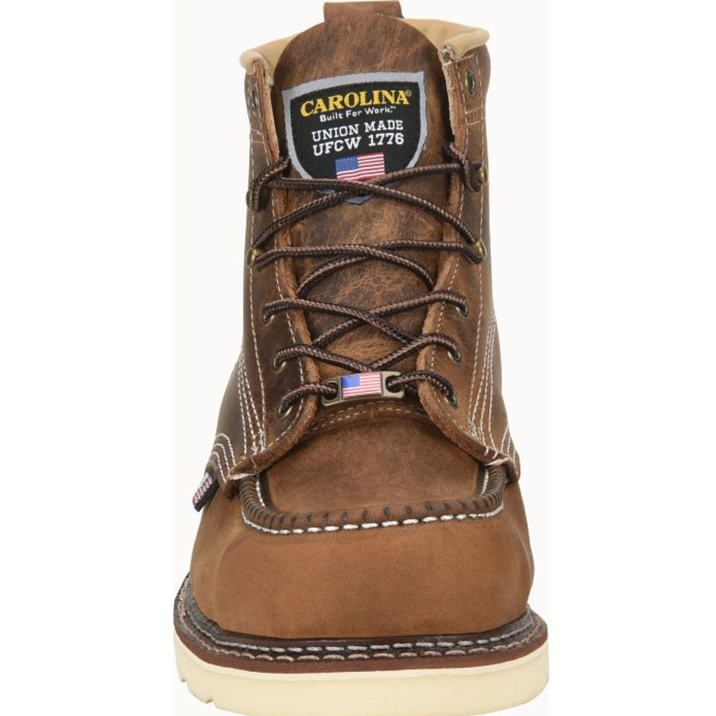 Carolina Men's Amp 6 Inch USA Soft Toe Moc Work Boots - Brown - Lenny's Shoe & Apparel