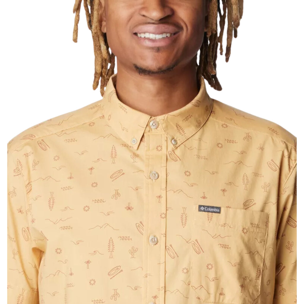 Columbia Men's Rapid Rivers Printed Short Sleeve - Light Camel Explorer - Lenny's Shoe & Apparel