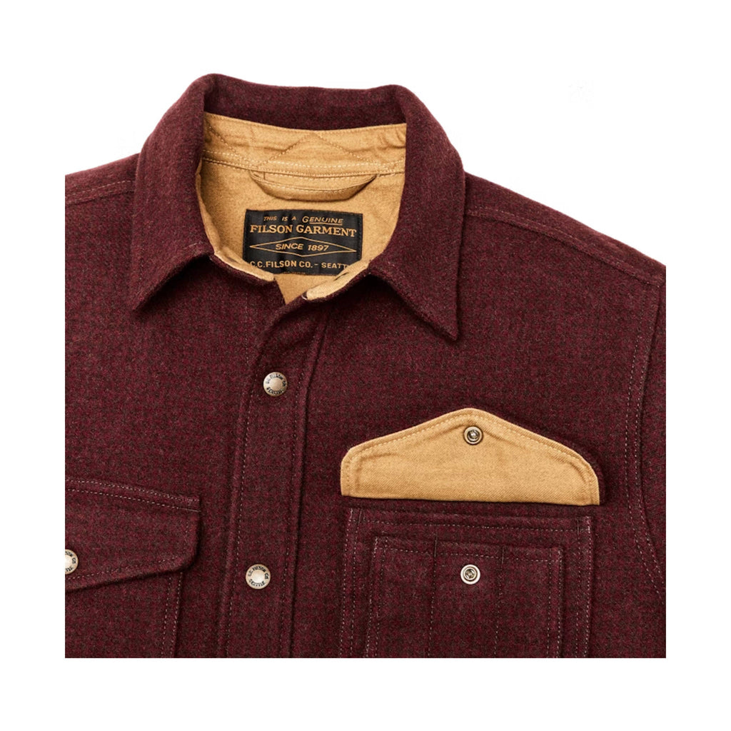 Filson Men's Lined Mackinaw Wool Jac Shirt - Dark Red/ Black Houndstooth - Lenny's Shoe & Apparel