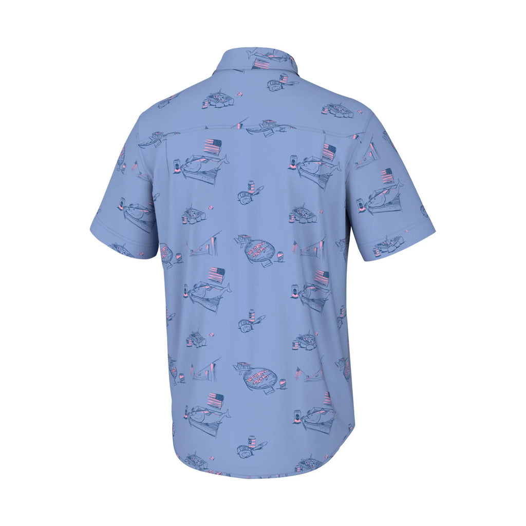 Huk Men's Kona Print Button Down Top - Americookin Quiet Harbor - Lenny's Shoe & Apparel