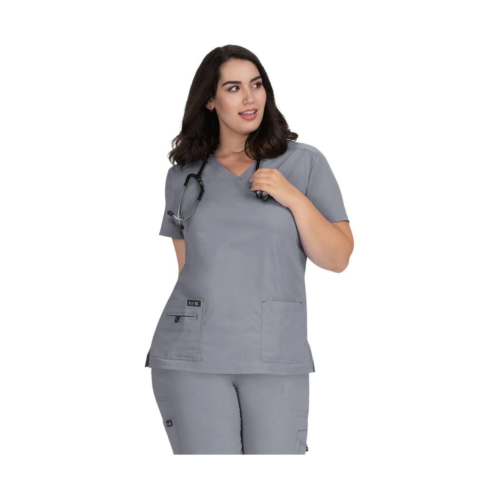 Koi Women's Becca Scrub Top - Platinum Grey - Lenny's Shoe & Apparel