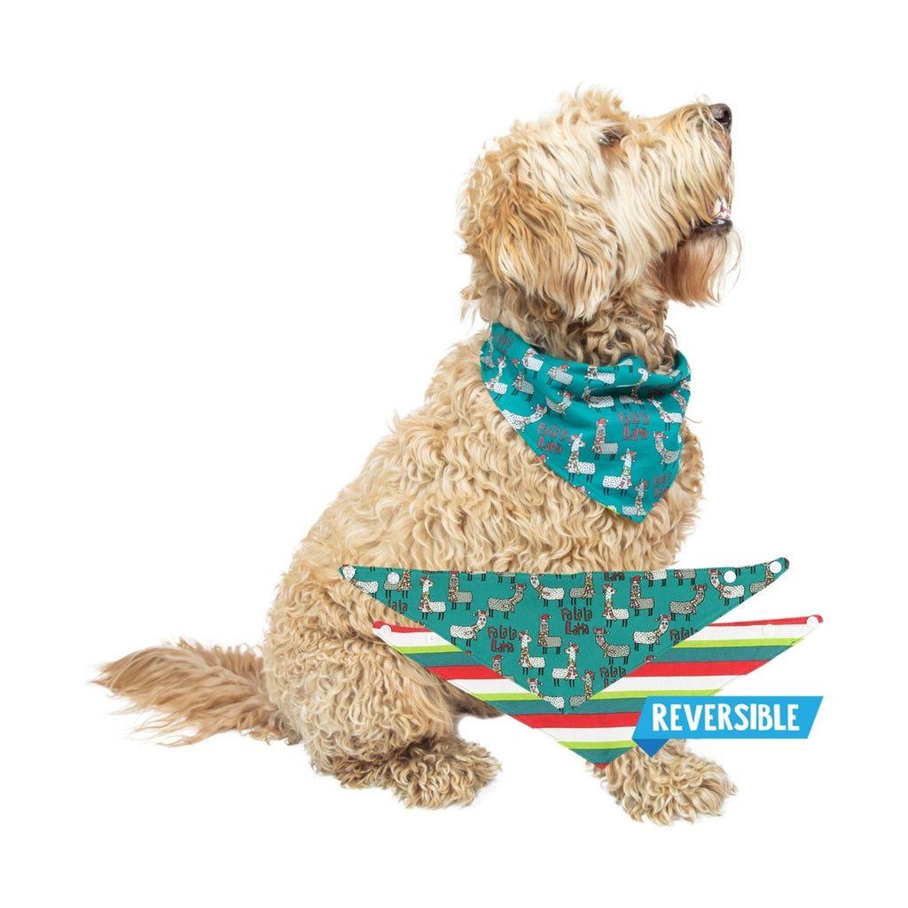 Lazy One Fa La La Llama Dog Bandana - Blue/ White/ Red/ Green - Lenny's Shoe & Apparel