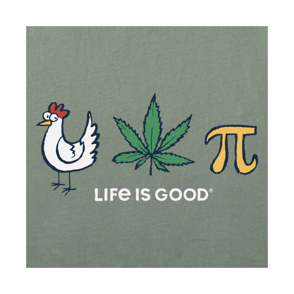 Life Is Good Men's Chicken Pot Pi Icons Short Sleeve Tee - Moss Green - Lenny's Shoe & Apparel