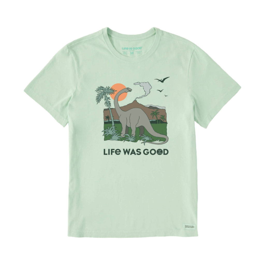 Life Is Good Men's Dinosaur Life was Good Crusher LITE Tee - Sage Green - Lenny's Shoe & Apparel