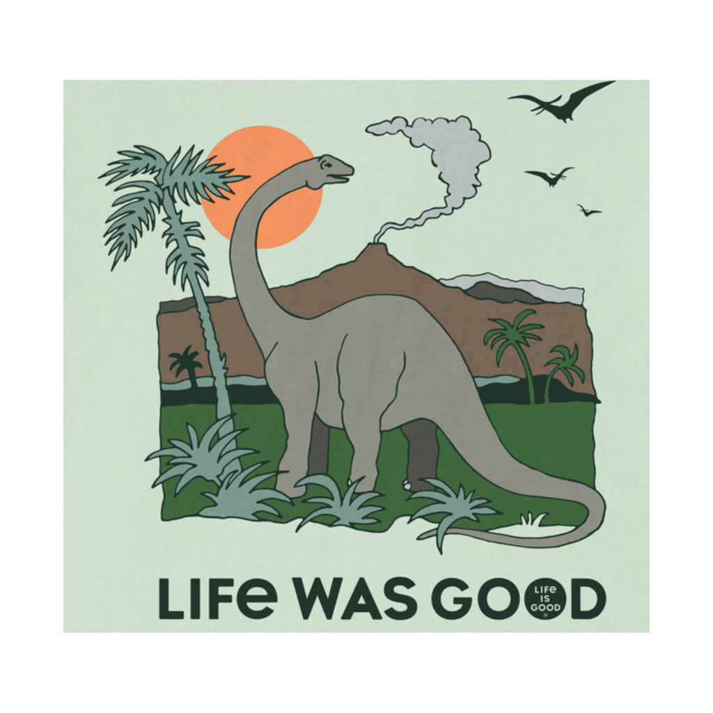 Life Is Good Men's Dinosaur Life was Good Crusher LITE Tee - Sage Green - Lenny's Shoe & Apparel