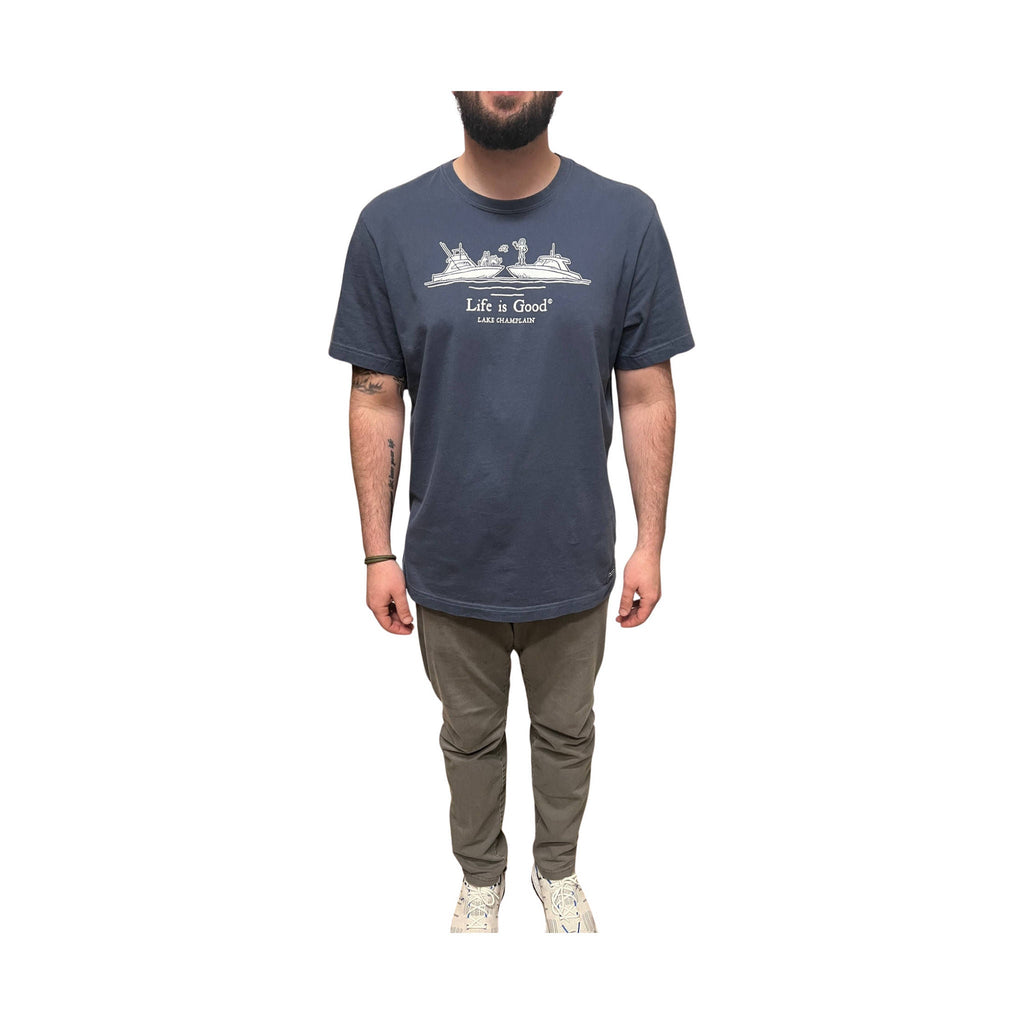 Life Is Good Men's Lake Champlain Exclusive Jake Crusher Tee - Darkest Blue - Lenny's Shoe & Apparel