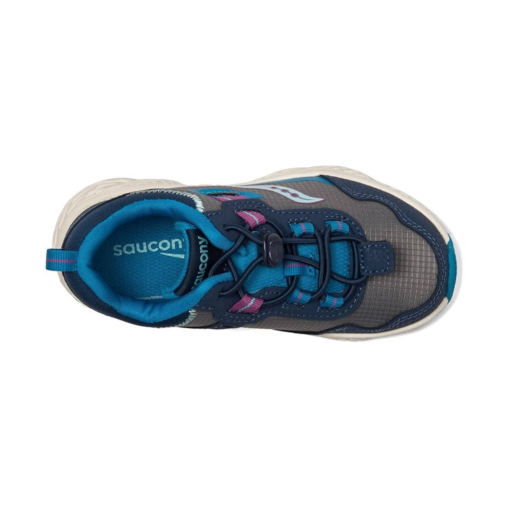 Saucony Kids' Wind Shield 3.0 Shoes - Navy/Grey/Turquoise FINAL SALE - Lenny's Shoe & Apparel