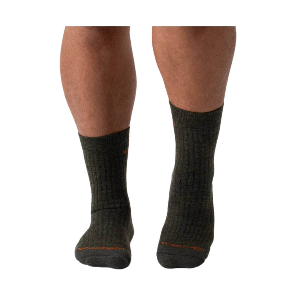 Wide Open Men's Solid Cushioned Micro Crew Socks - Forest - Lenny's Shoe & Apparel