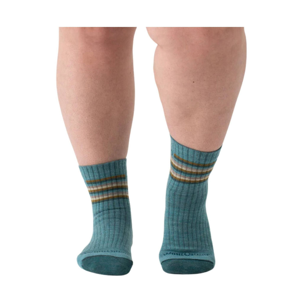 Wide Open Women's Multi Stripe Cushioned Micro Crew Socks - Light Teal - Lenny's Shoe & Apparel