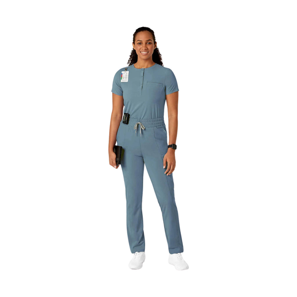 WonderWink Renew Women's Mandarin Collar Tuck In Scrub Top - Elemental Blue - Lenny's Shoe & Apparel