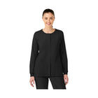 WonderWink Women's Crew Neck Warm Up Scrub Jacket - Black - Lenny's Shoe & Apparel