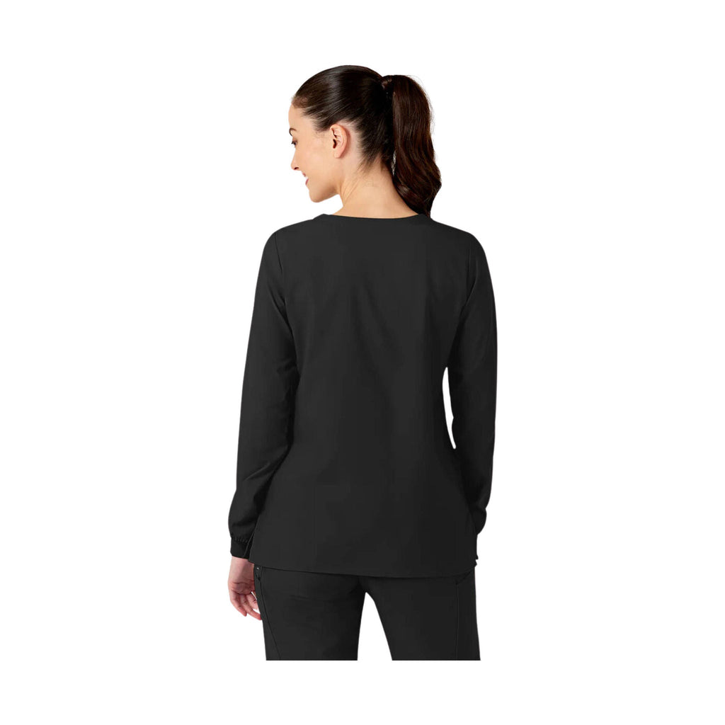 WonderWink Women's Crew Neck Warm Up Scrub Jacket - Black - Lenny's Shoe & Apparel