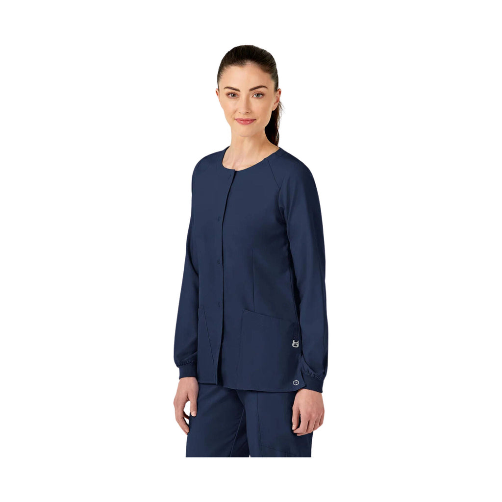 WonderWink Women's Crew Neck Warm Up Scrub Jacket - Navy - Lenny's Shoe & Apparel