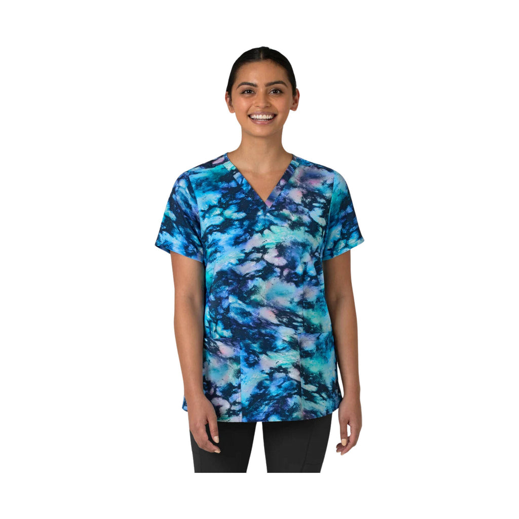 WonderWink Women's Fitted 3 Pocket V Neck Print Scrub Top - Dancing Dream - Lenny's Shoe & Apparel