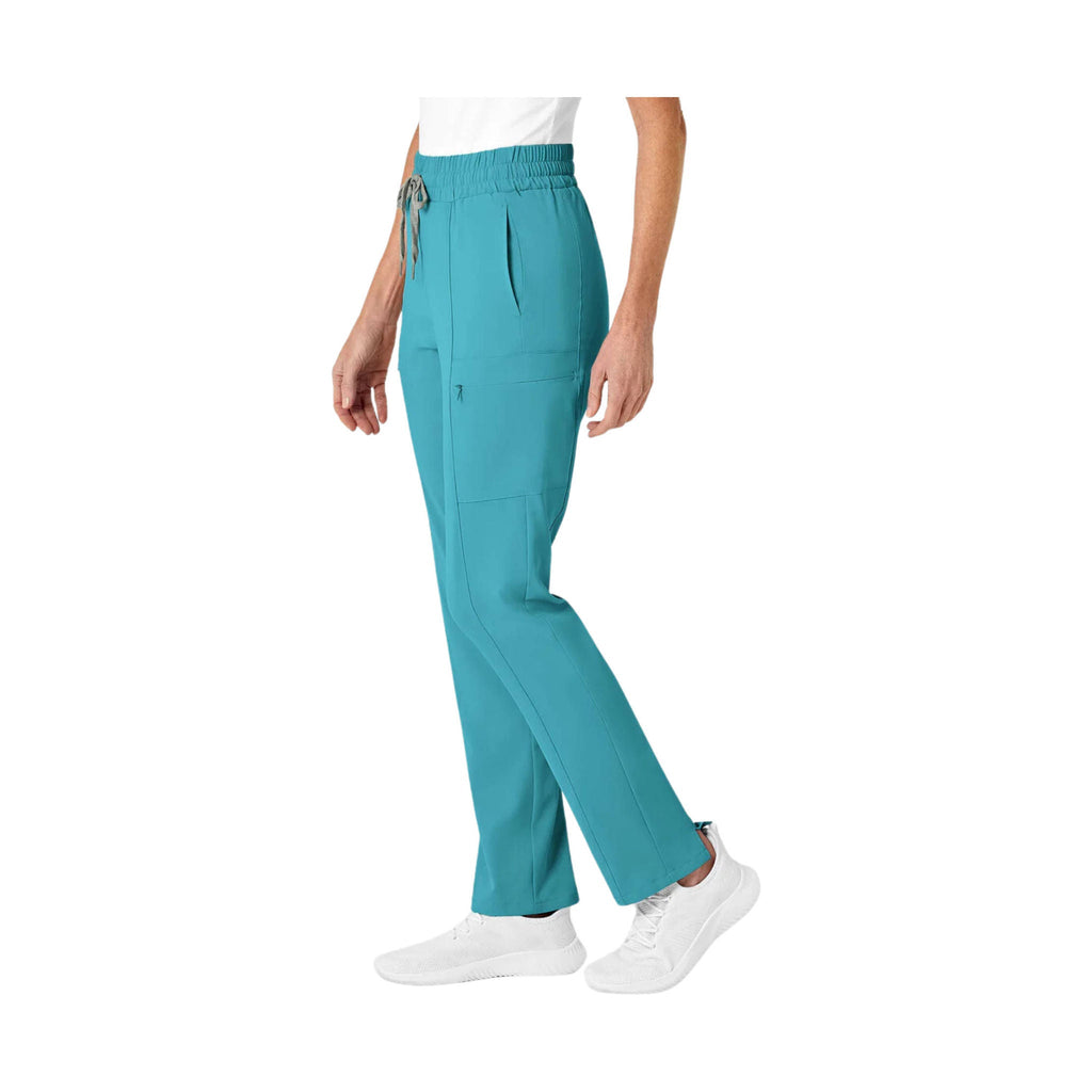 WonderWink Women's High Waist Slim Leg Scrub Pant - Teal Blue - Lenny's Shoe & Apparel