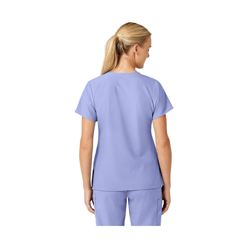 WonderWink Women's Stylized V-Neck Scrub Top - Ceil Blue - Lenny's Shoe & Apparel