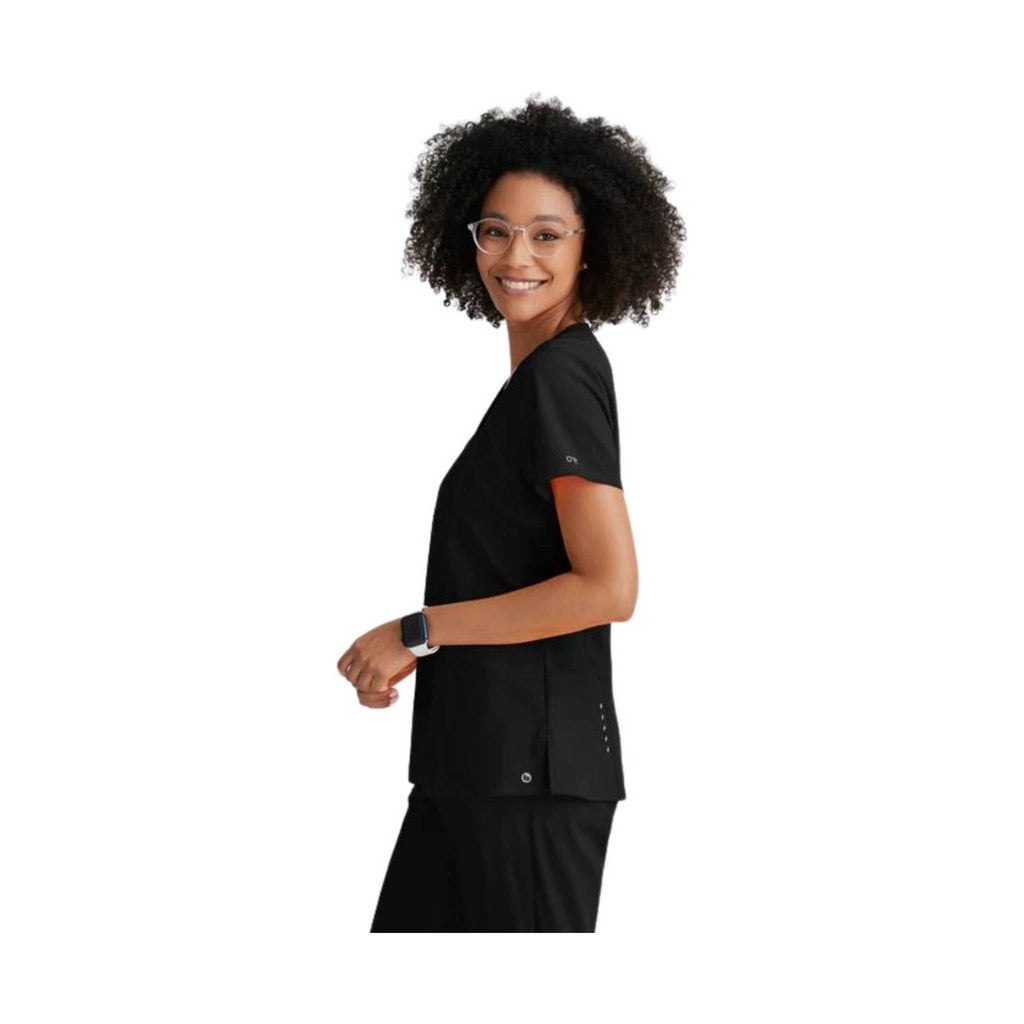 Barco Women's Racer Scrub Top - Black - Lenny's Shoe & Apparel