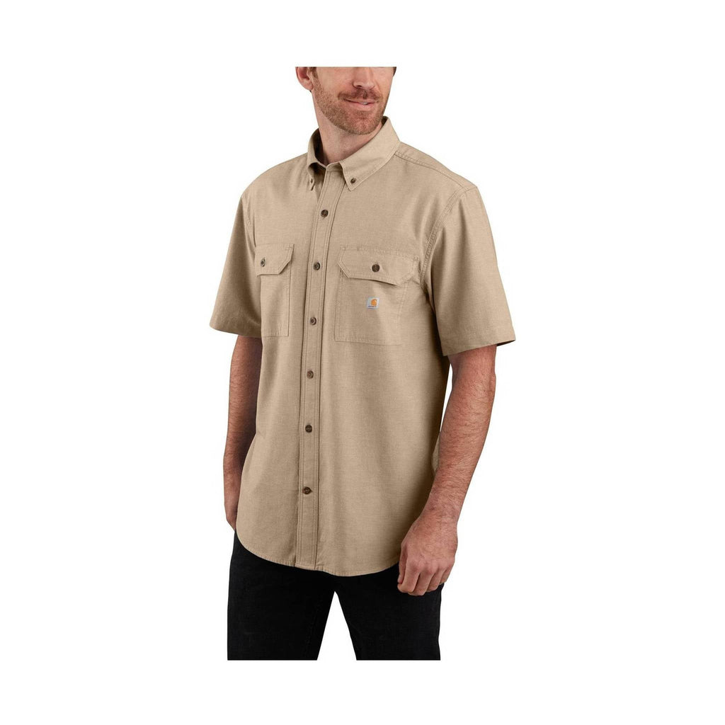 Carhartt Men's Midweight Short Sleeve Shirt - Dark Tan Chambray - Lenny's Shoe & Apparel