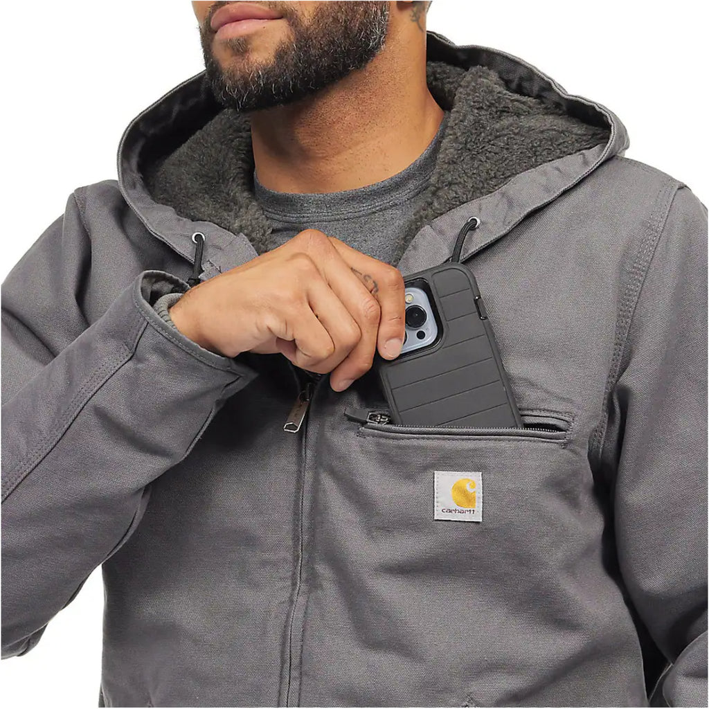 Carhartt Men's Relaxed Fit Washed Duck Sherpa Lined Jacket - Gravel - Lenny's Shoe & Apparel