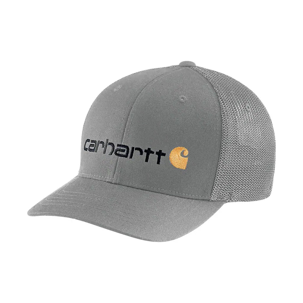 Carhartt Rugged Flex Fitted Canvas Mesh Back Logo Graphic Cap - Asphalt - Lenny's Shoe & Apparel