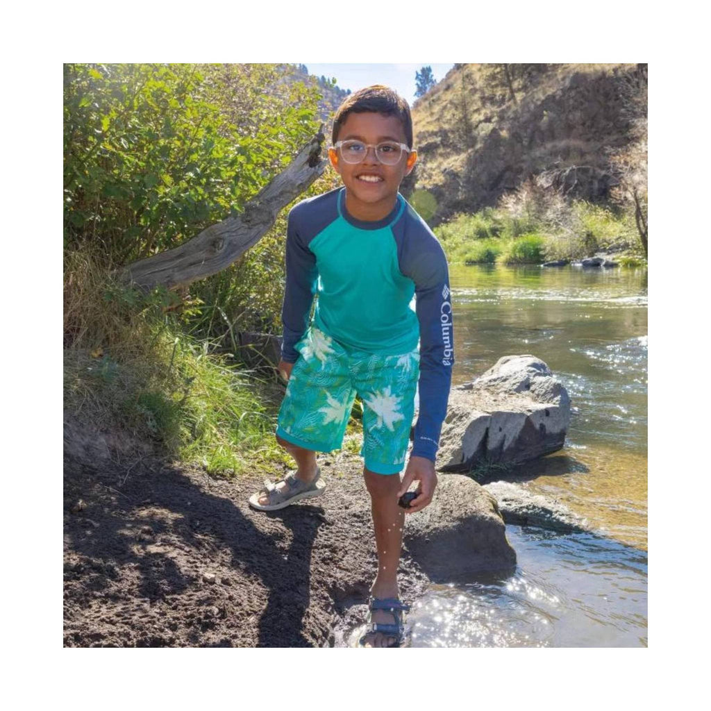 Columbia Kids' Sandy Shores Long Sleeve Sunguard Shirt - Bright Aqua/Dark Mountain - Lenny's Shoe & Apparel