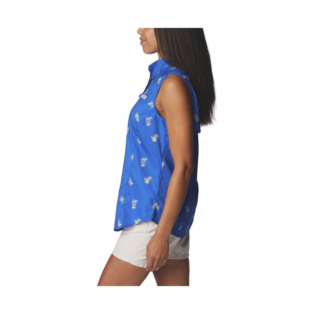 Columbia Women's Super Tamiami Sleeveless Shirt - Blue Macaw Bouquet Foray - Lenny's Shoe & Apparel