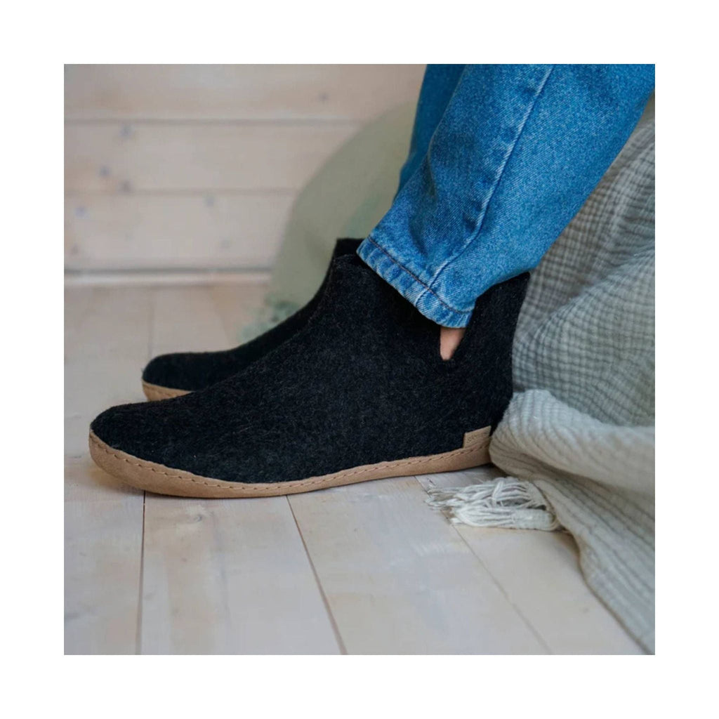 Glerups Boot With Leather Sole Slipper - Charcoal - Lenny's Shoe & Apparel