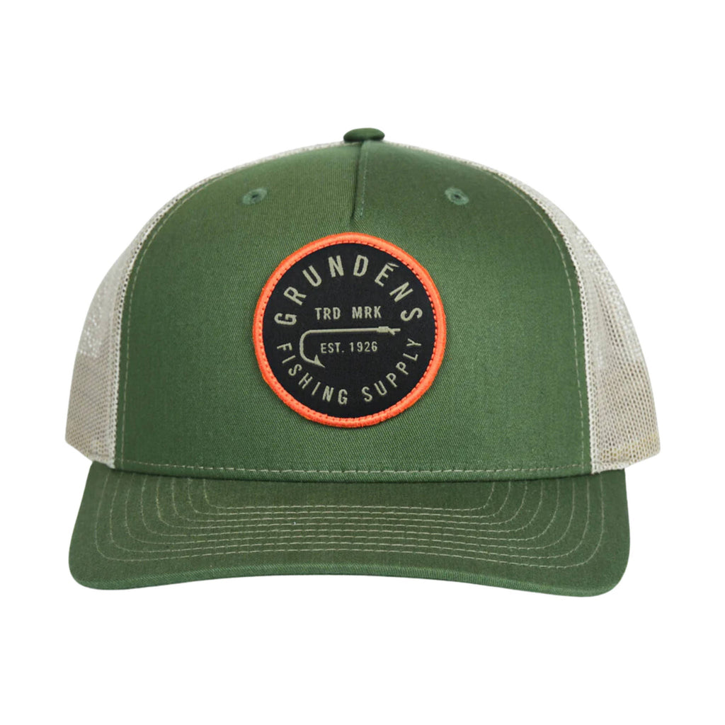 Grundens Hook Trucker Hat - Army Olive/Tan - Lenny's Shoe & Apparel