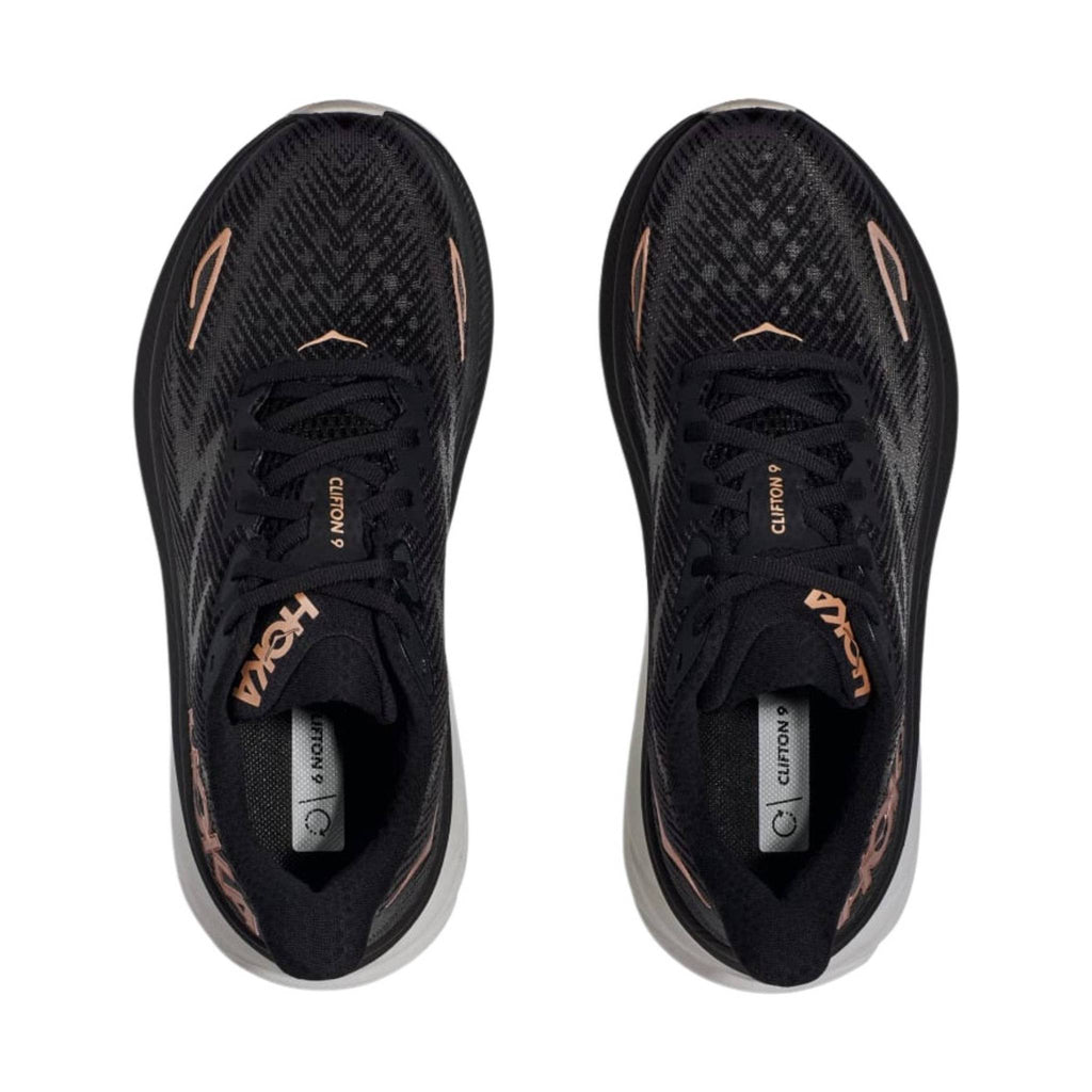 HOKA Women's Clifton 9 - Black/Rose Gold - Lenny's Shoe & Apparel