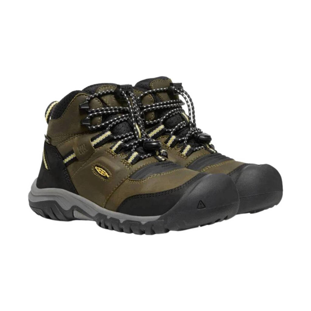 KEEN Big Kids' Ridge Flex Waterproof Mid Boot - Dark Olive/Dusky Citron - Lenny's Shoe & Apparel