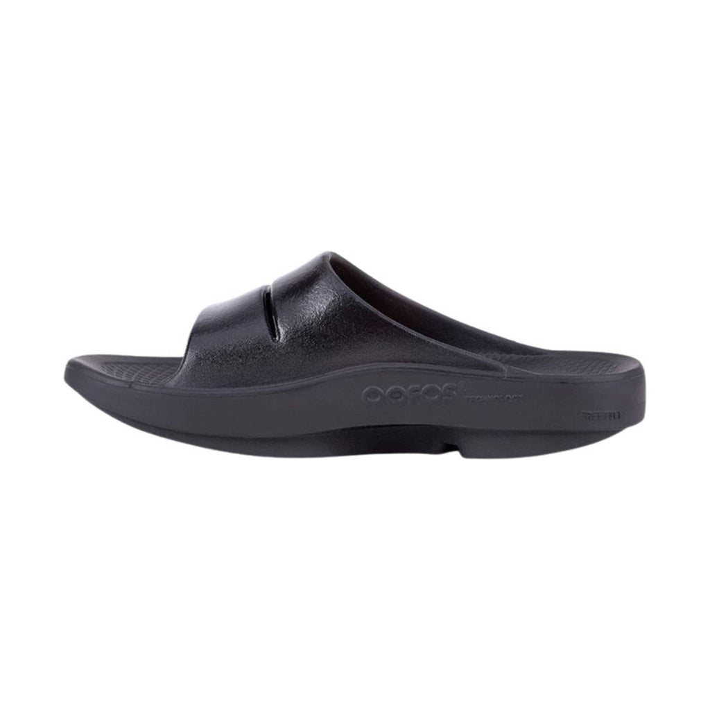 OOfos Women's OOahh Luxe Slide - Glossy Black - Lenny's Shoe & Apparel