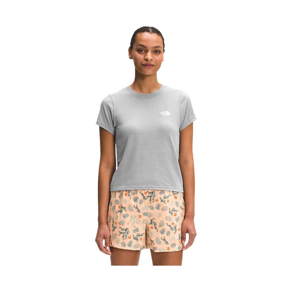 The North Face Women's Short Sleeve Simple Logo Tee - Light Grey Heather - Lenny's Shoe & Apparel