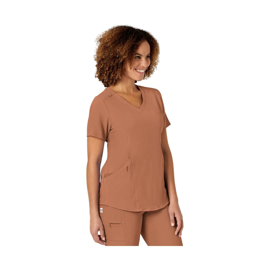 WonderWink Women's Renew V Neck Scrub Top - Clay - Lenny's Shoe & Apparel